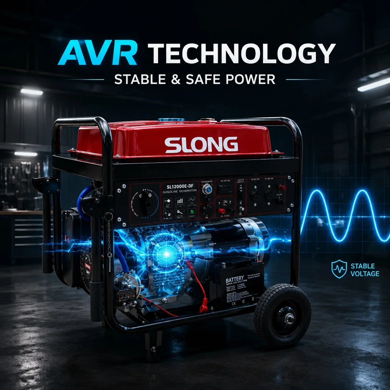 موتور برق دوگانه سوز 10.5 کیلووات تکفاز اسلانگ SL12000E-DF. avr